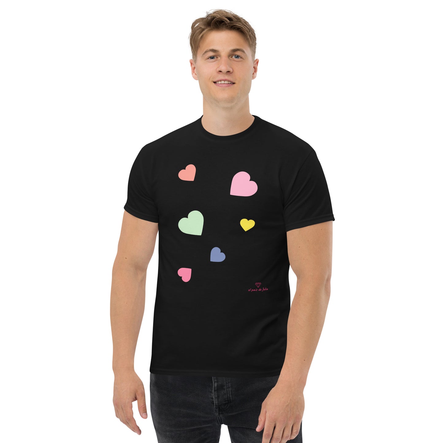 Camiseta clásica unisex corazones a juego perro