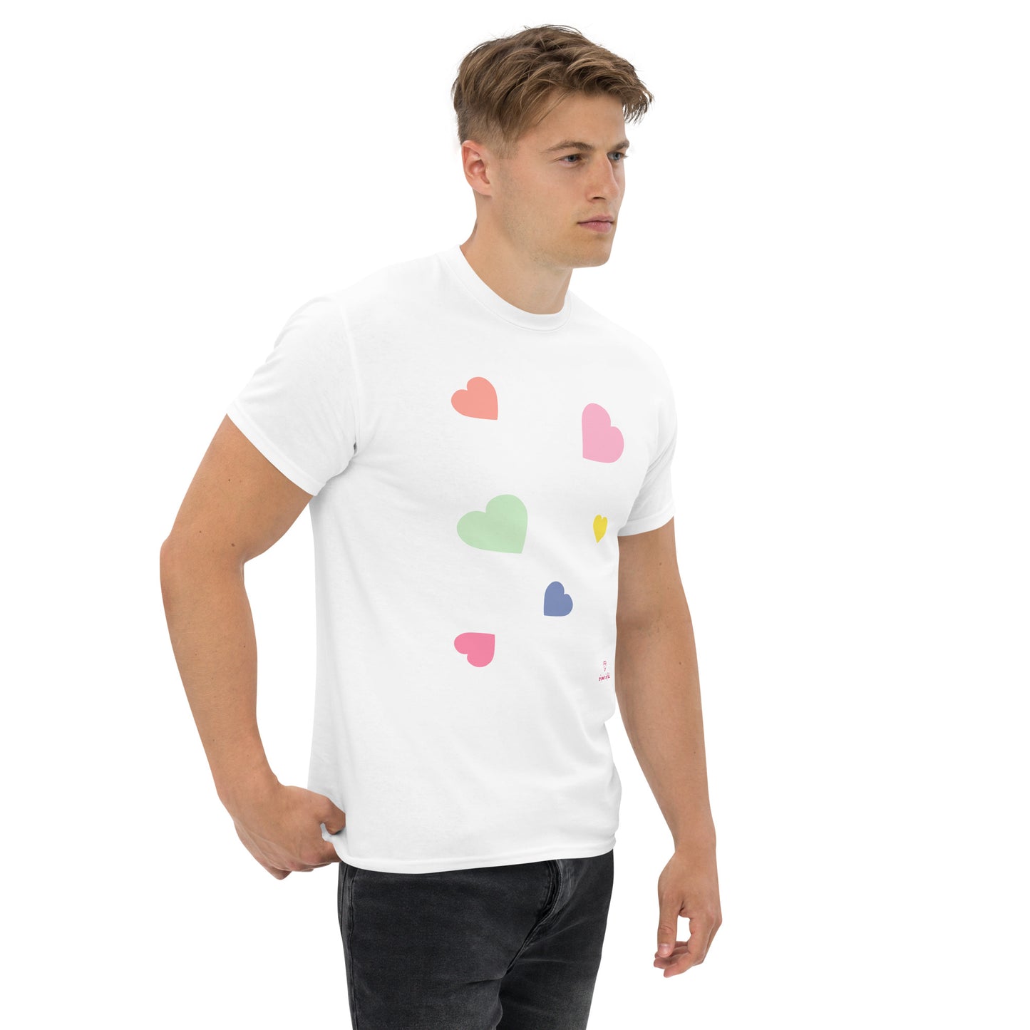 Camiseta clásica unisex corazones a juego perro