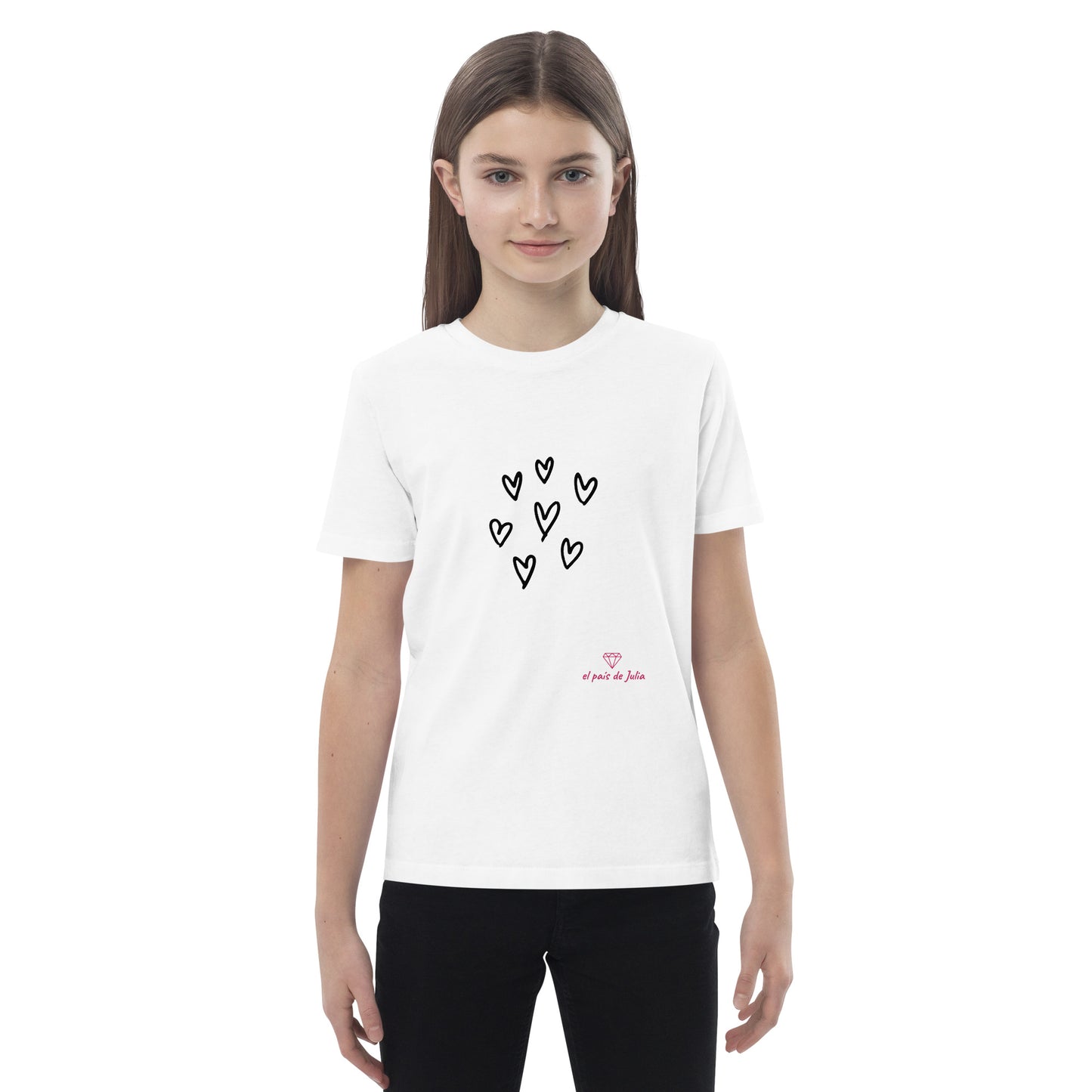 Camiseta algodón orgánico unisex corazones perro