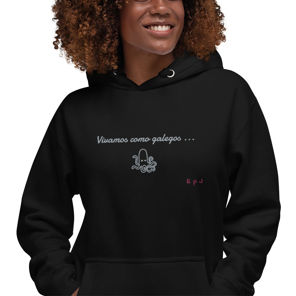 Sudadera con capucha unisex vivamos como galegos