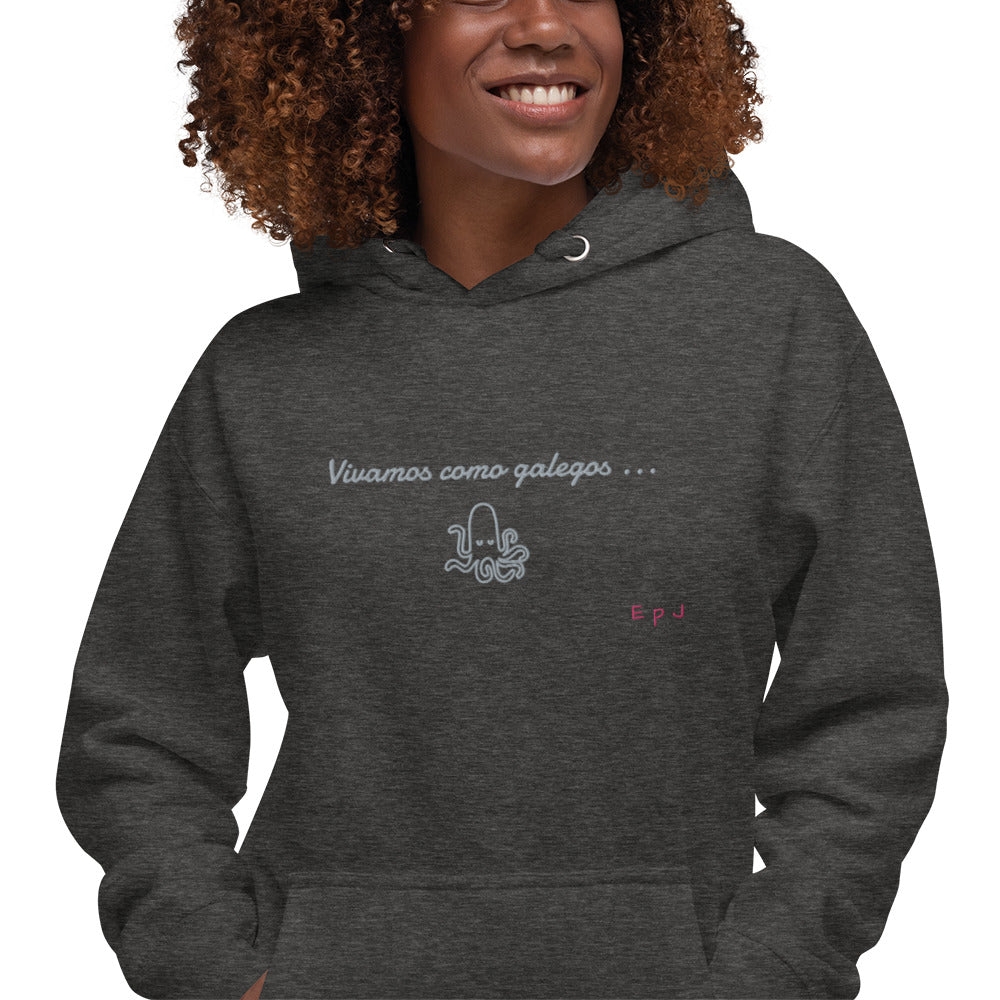 Sudadera con capucha unisex vivamos como galegos