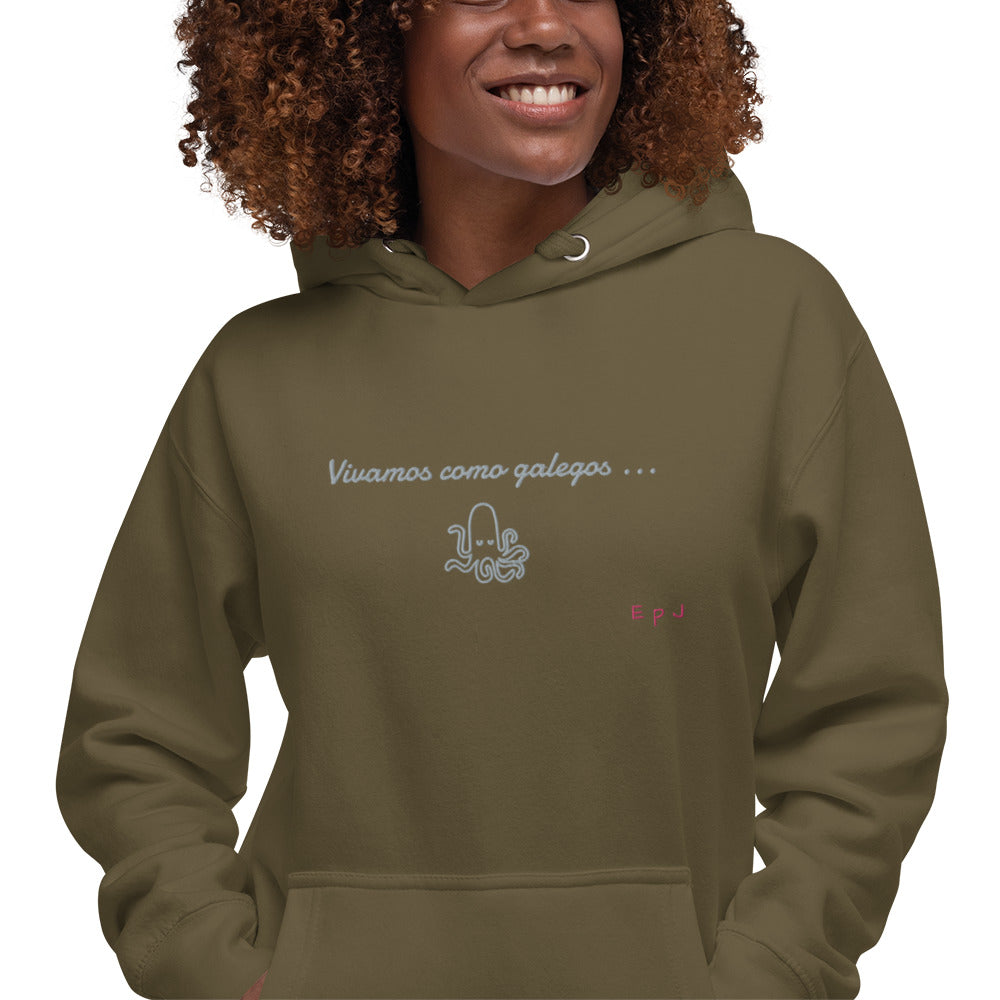 Sudadera con capucha unisex vivamos como galegos