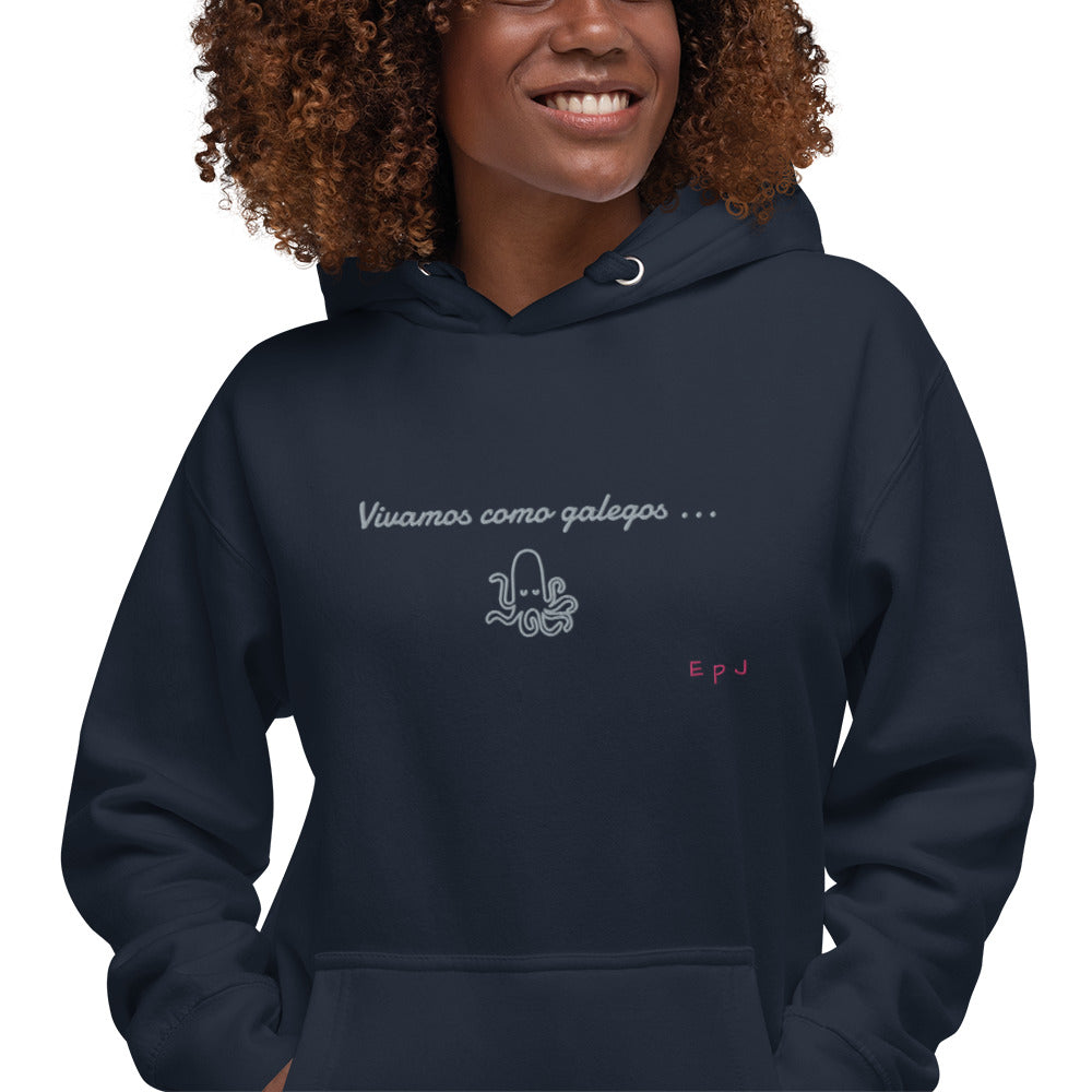 Sudadera con capucha unisex vivamos como galegos