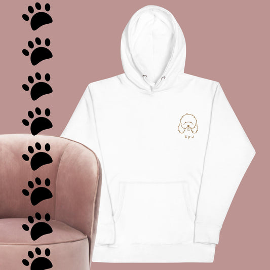 Sudadera con capucha unisex caniche cara bordada