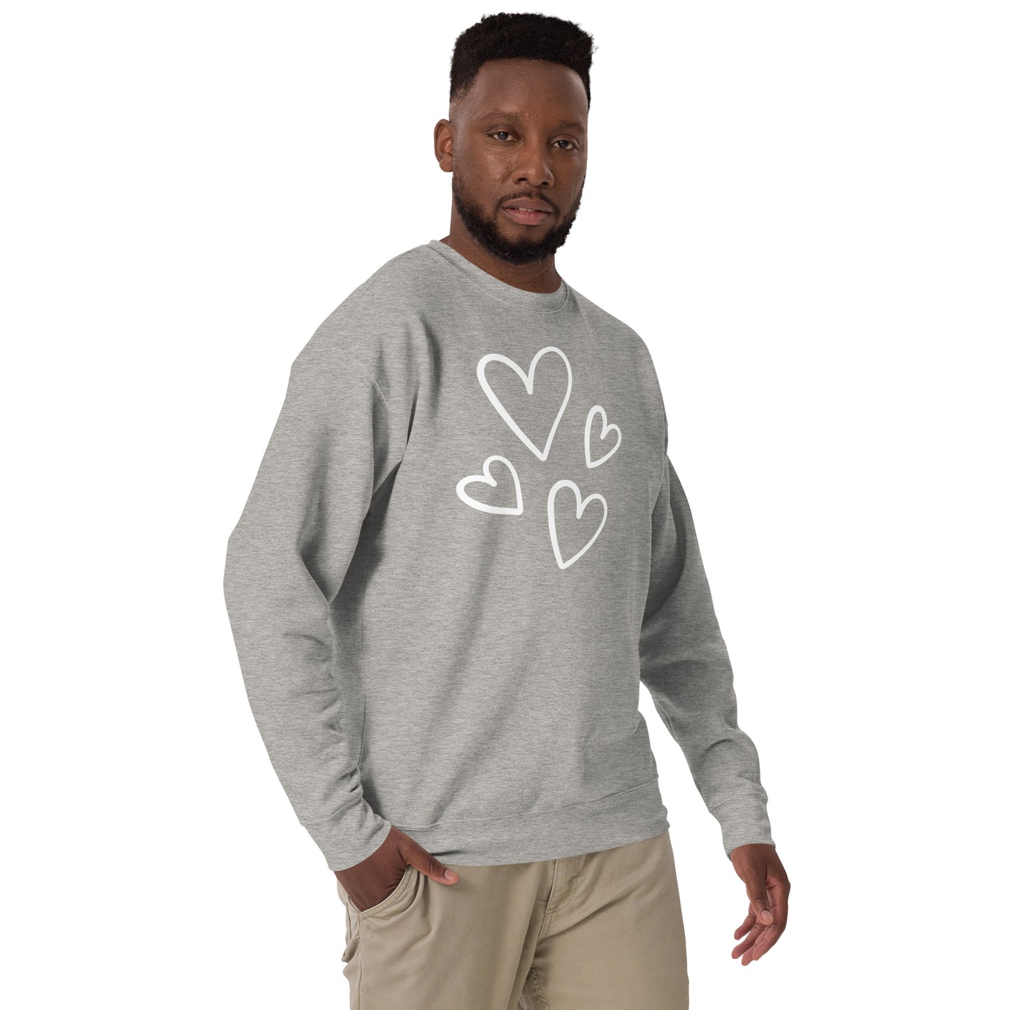 Sudadera gruesa unisex CORAZONES BLANCOS