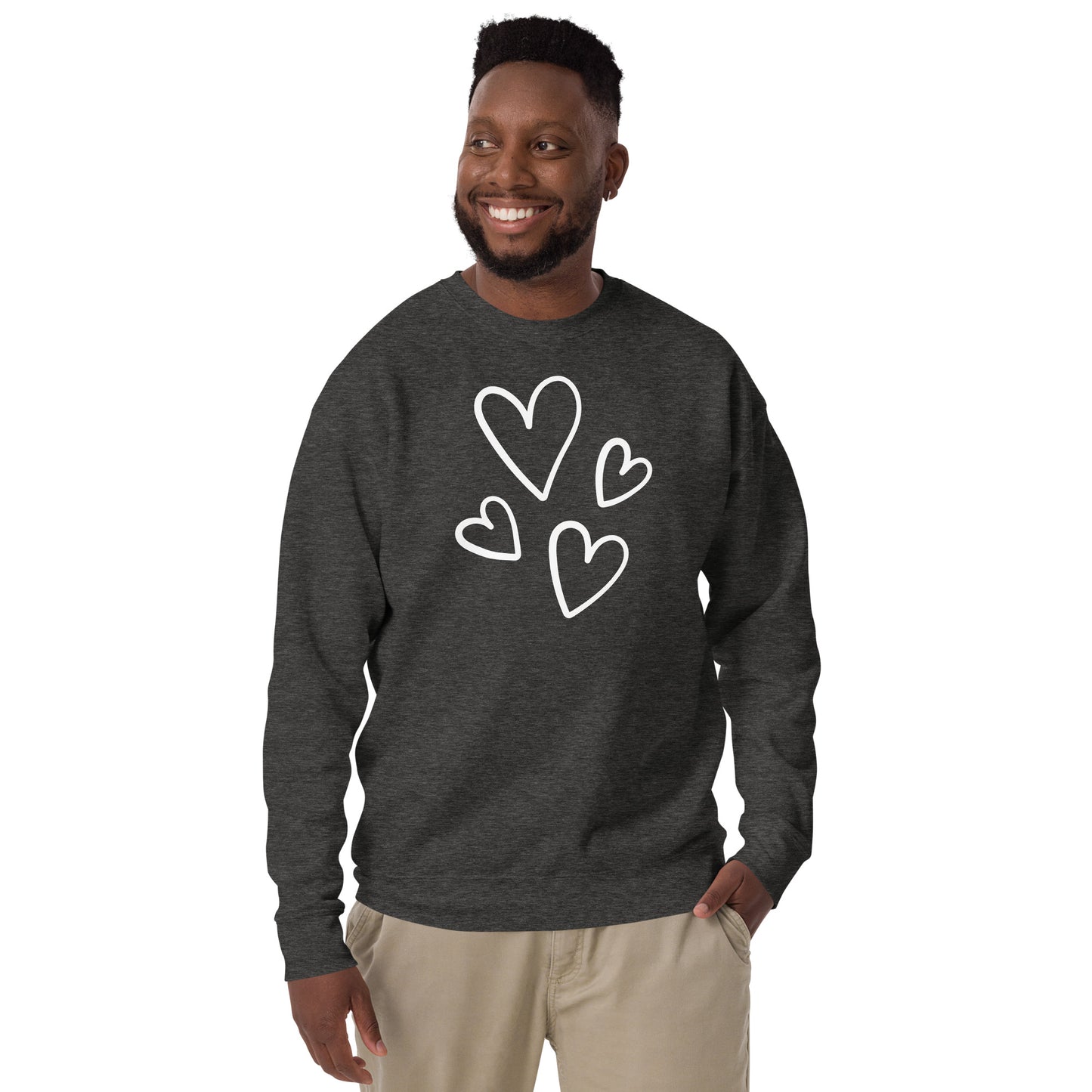 Sudadera gruesa unisex CORAZONES BLANCOS