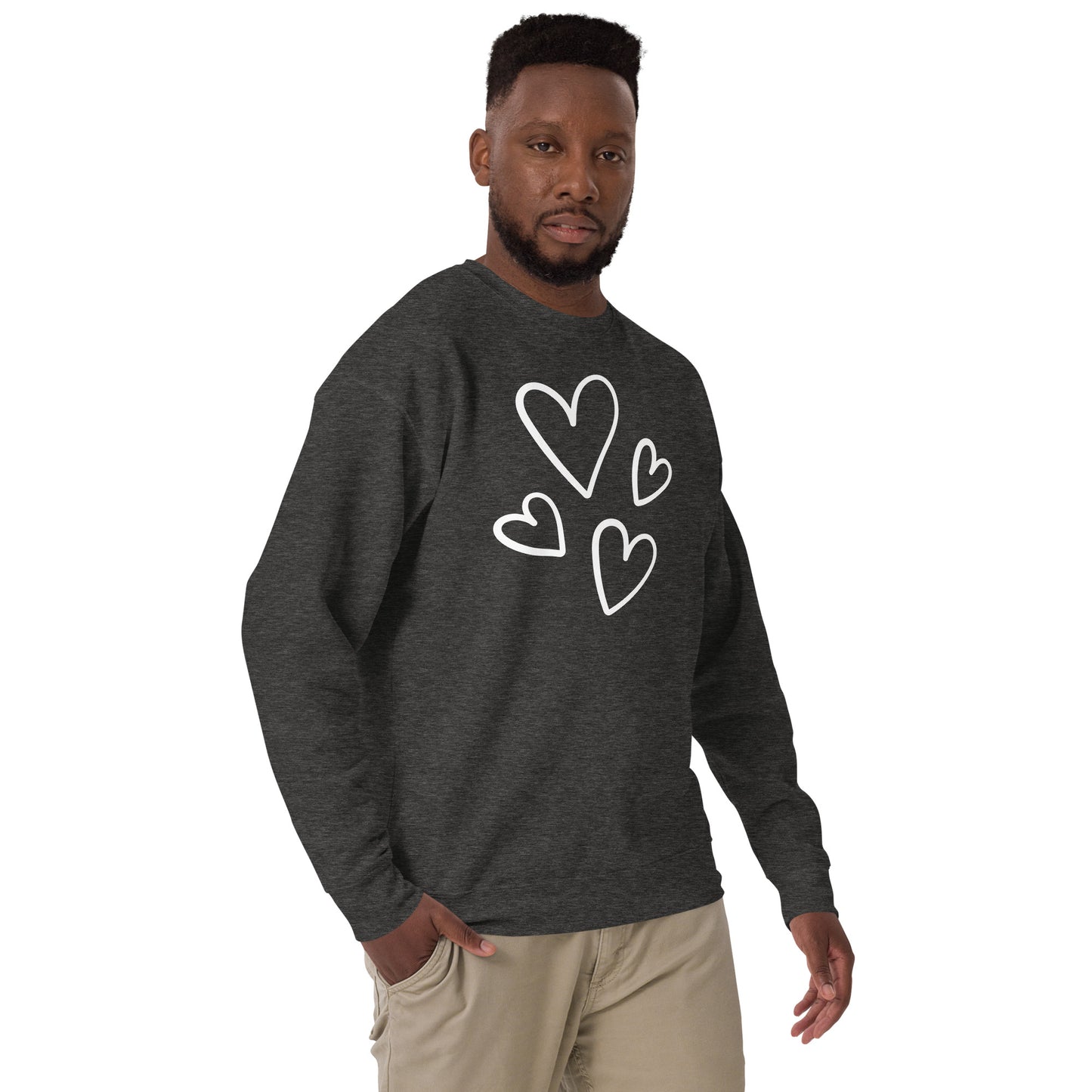 Sudadera gruesa unisex CORAZONES BLANCOS