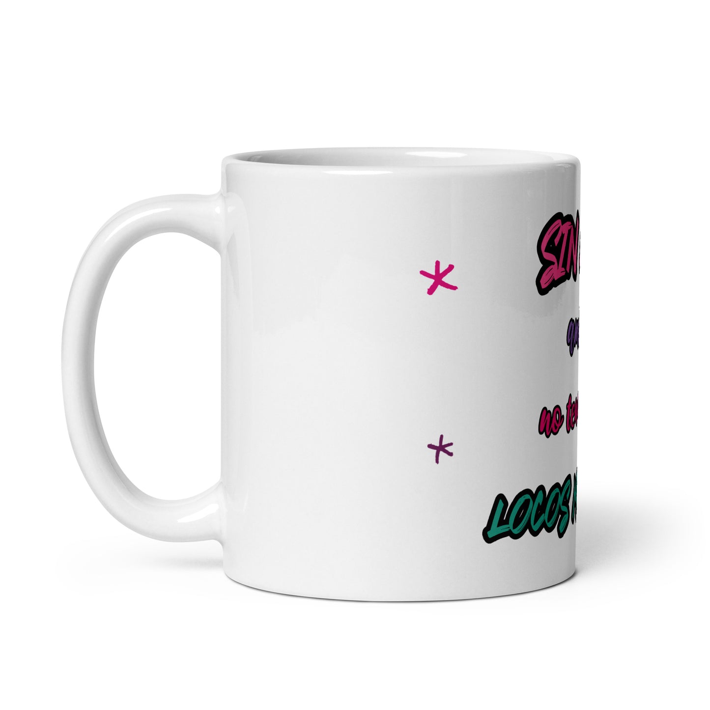 Taza blanca brillante LOCAS AMIGAS