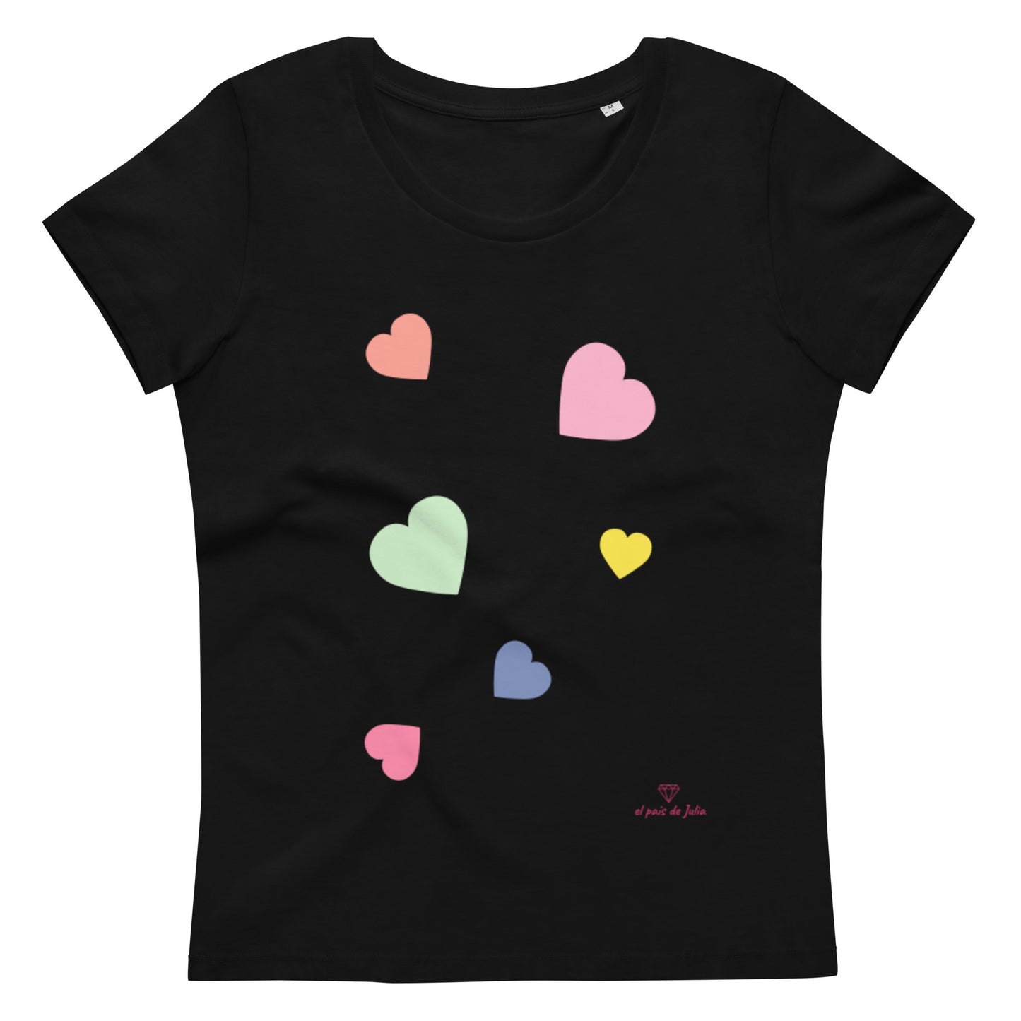 Camiseta ecológica ajustada para mujer corazones perros