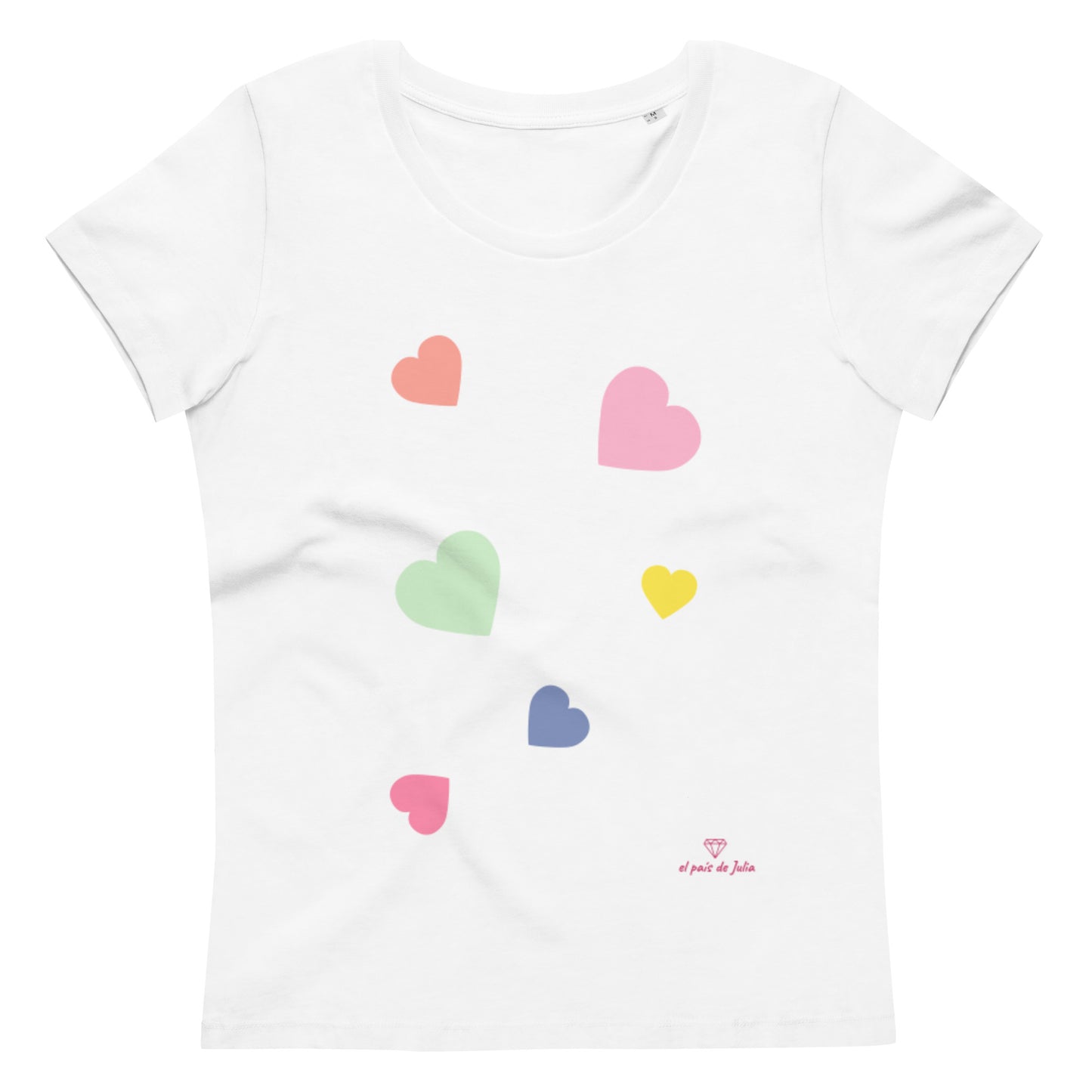 Camiseta ecológica ajustada para mujer corazones perros