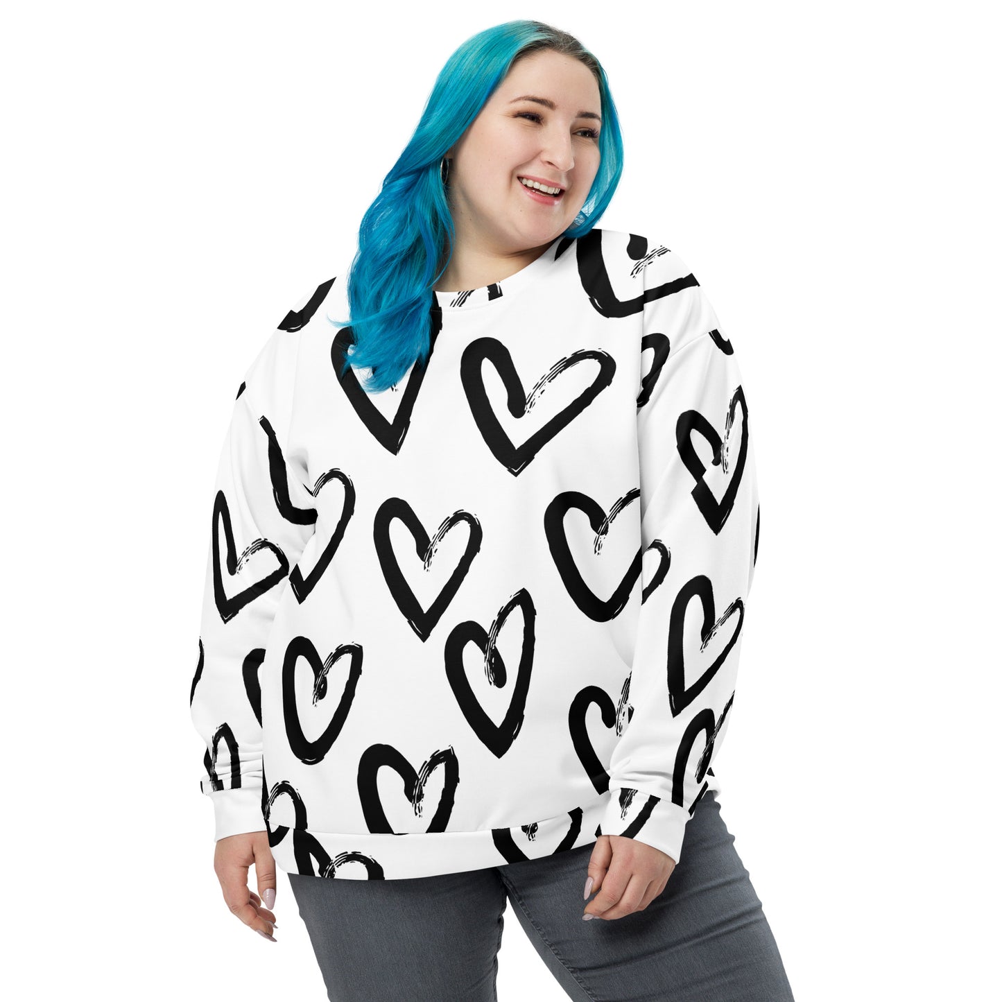 Sudadera unisex corazones negros