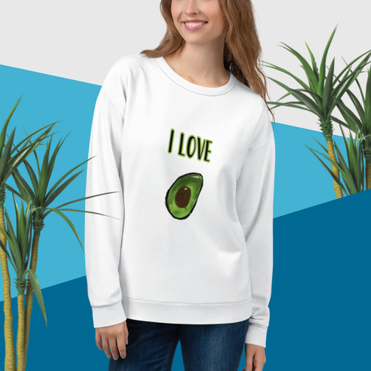 Sudadera unisex I Love aguacate/avocado