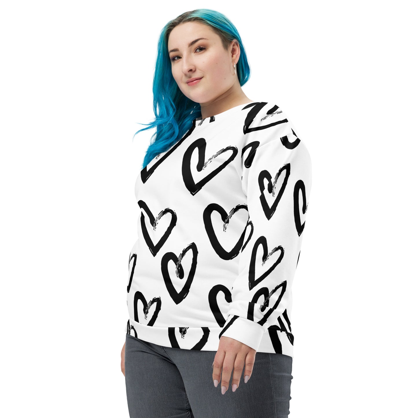 Sudadera unisex corazones negros