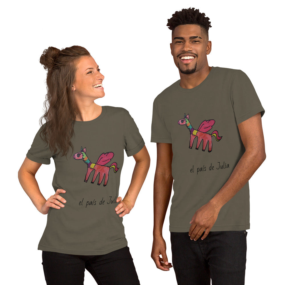 Camiseta de manga corta unisex unicornio verano