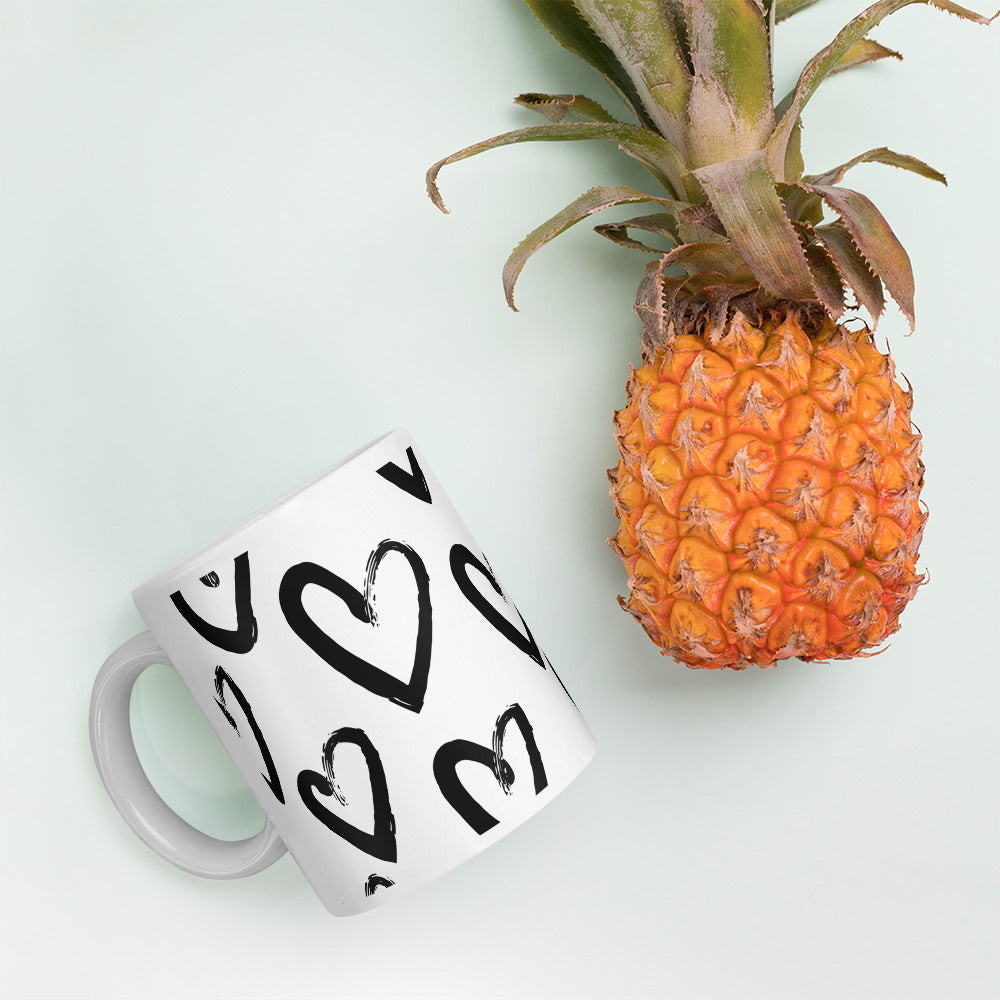 Taza corazones negros